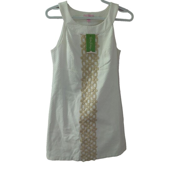 Lilly Pulitzer Dresses & Skirts - Lily Pulitzer Jacqueline Shift Dress Women’s White Gold Metallic Detail NWT